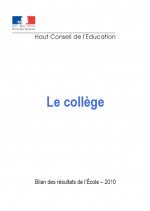 Le coll�ge - Bilan des r�sultats de l��cole � 2010
